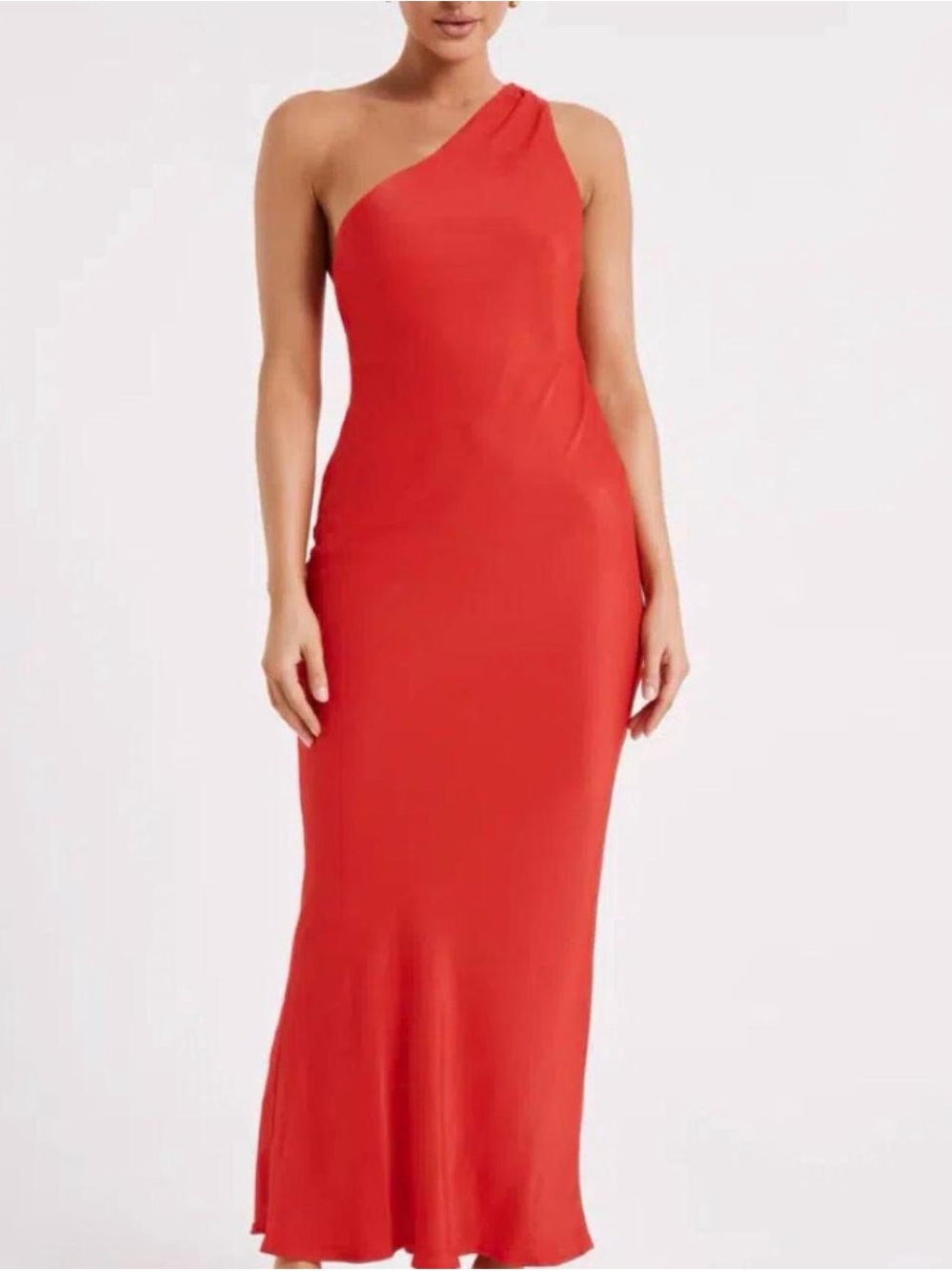 Meshki One-Shoulder Red Maxi Dress